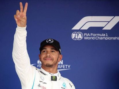 Lewis Hamilton, tras ganar la 'pole' en Suzuka.