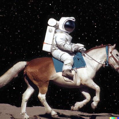 Un astronauta monta a caballo, una imagen generada por DALL·E 2. 