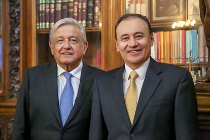 Andrés Manuel López Obrador y el gobernador de Sonora, Alfonso Durazo.