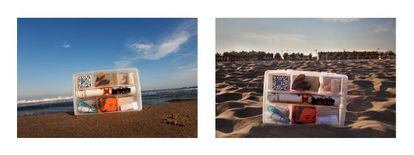 Intervención en la playa de El Cabanyal, en un montaje fotográfico cedido por el proyecto premiado.