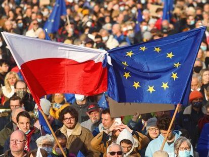 Manifestación europeísta en Cracovia (Polonia), en octubre.