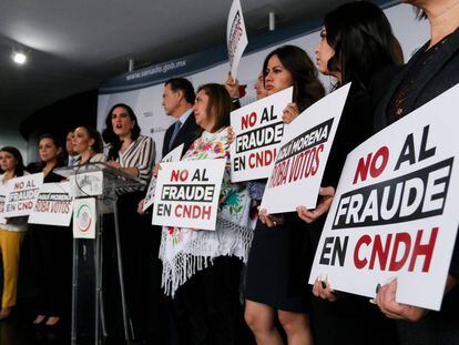 Legisladores del PAN exigen reponer la elección de presidente de la CNDH.