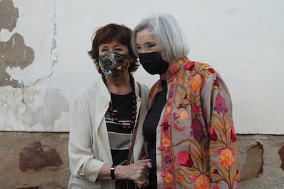 The actresses Julieta Serrano and Núria Espert, this Thursday at the Almagro Classical Theater Festival (Ciudad Real).
