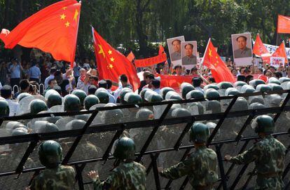 Protesta contra la Embajada de Japón en Pekín.