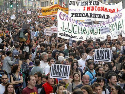 Manifestación de jóvenes contra la precariedad, el paro y la privatización de la educación, en septiembre de 2019 en Madrid.