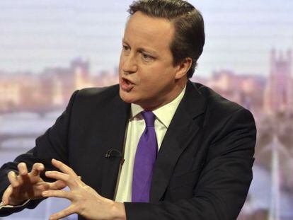 El primer ministros brit&aacute;nico, David Cameron, ayer, en una entrevista en los estudios de la BBC en Londres.