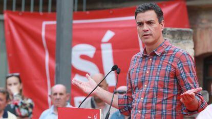 El candidato a la secretaría general del PSOE, Pedro Sánchez, en Zaragoza.