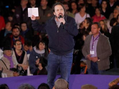 El secretario general de Podemos, Pablo Iglesias, este sábado.