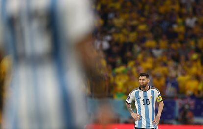 Lionel Messi, during his team's match against Australia, which has marked his 1,000th match in his professional career. 