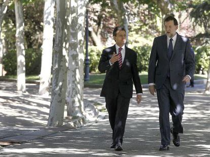 Rajoy y Pe&ntilde;a Nieto, en los jardines de La Moncloa.