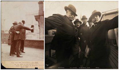 Fotograf&iacute;ade 1920 en la terraza del estudio fotogr&aacute;fico Marceau. Primer &#039;selfie&#039; de la historia.