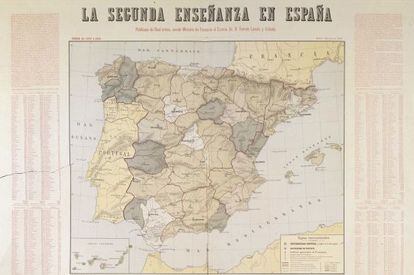 Mapa estadístico de la segunda enseñanza en España, 1879.
