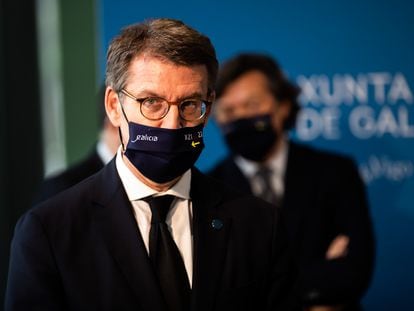 Alberto Núñez Feijóo, durante un acto el 17 de febrero en Santiago de Compostela.