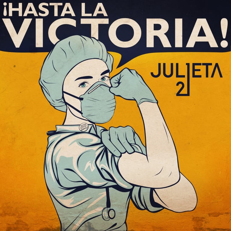 Ilustración de Álvaro Pérez-Fajardo, un homenaje a los sanitarios, para la canción 'Hasta la victoria', de Julieta 21.