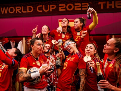 Las jugadoras de la selección española de fútbol femenino celebraban su victoria tras ganar la final del Mundial, el 20 de agosto.