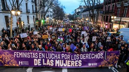 Manifestación en Madrid en el Día de la Mujer Trabajadora, el 8 de marzo de 2023.