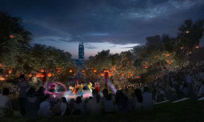 Recreación virtual de uno de los espacios previstos para el nuevo distrito cultural de Hong Kong.