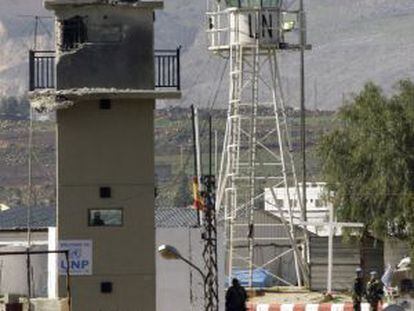 Torre donde impactó el obús que mató al cabo Soria.