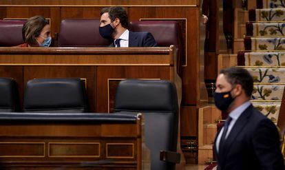 Moción de censura de Vox al gobierno de coalición formado por PSOE y Podemos en el Congreso de los Diputados.
