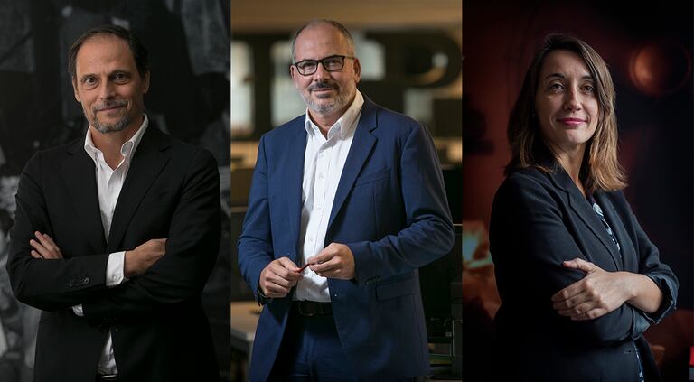 De izquierda a derecha, el director de América, Jan Martínez Ahrens, y los directores adjuntos Miguel Jiménez y Mónica Ceberio.