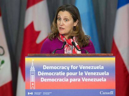La ministra de Asuntos Exteriores de Canadá, Chrystia Freeland, en febrero pasado.