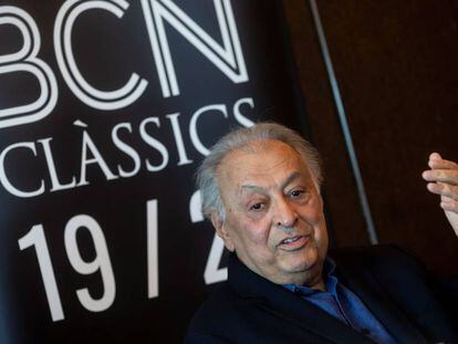 Zubin Mehta atén els mitjans de comunicació a Barcelona.