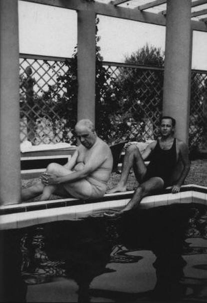 Eugeni D'Ors en Italia, con un amigo, supuestamente entre 1935 y 1945.