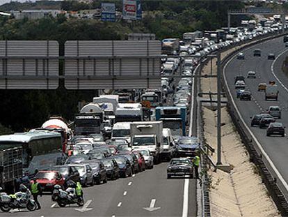 Un momento del atasco de ayer en Málaga.