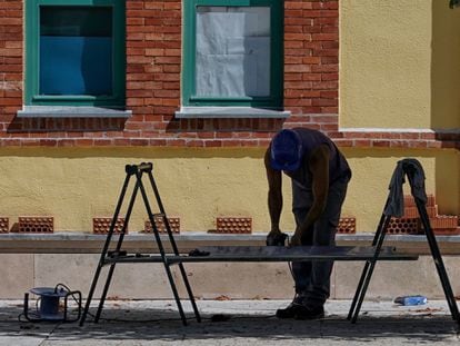 Un obrero de la construcción, en Valladolid.