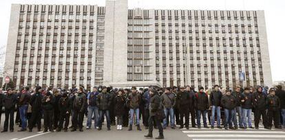 Manifestación a favor de Yanukóvich en febrero en Donetsk.