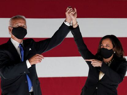 Joe Biden y Kamala Harris, este jueves durante el cierre de la Convención Demócrata.