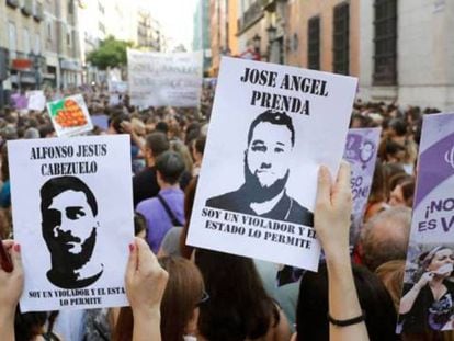 Manifestación en Madrid ante el Ministerio de Justicia el 23 de junio en protesta por la puesta en libertad provisional de La Manada.