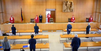 Tribunal Constitucional alemán, en Karlsruhe, el 5 de mayo, durante el pronunciamiento sobre la compra de bonos del BCE.