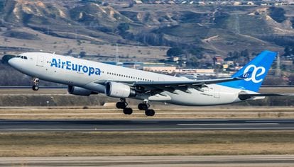 An Air Europa Airbus A330, in takeoff phase.