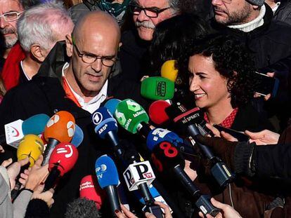 Raül Romeva y Marta Rovira, ayer en la cárcel de Estremera. En vídeo, Rovira afirma que Junqueras está en prisión por sus ideas.