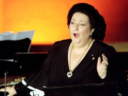 Montserrat Caballe durante un concierto dedicado al 50 aniversario de la UNESCO 