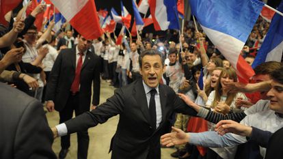 El expresidente francés Nicolas Sarkozy en Dijon durante un mitin en la campaña presidencial de 2012.