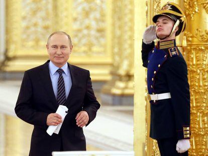 Vlad&iacute;mir Putin, durante un encuentro en el Kremlin.