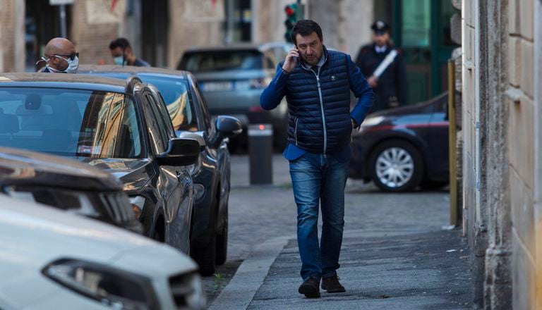 Matteo Salvini camina cerca del Senado, el pasado lunes en Roma.