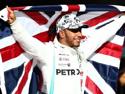 Lewis Hamilton celebra su sexto mundial en Austin.