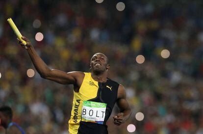 Bolt, després de guanyar l'or en el 4x100.
