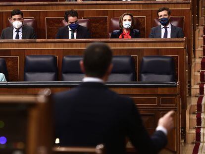 El presidente del Gobierno, Pedro Sánchez, interviene durante una sesión de Control al Gobierno en el Congreso de los Diputados.
