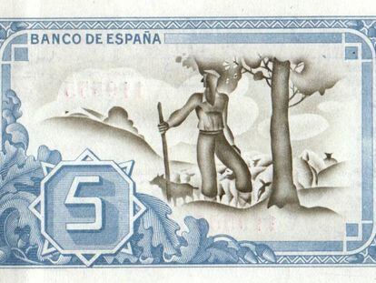 Billete de cinco pesetas (1937). 