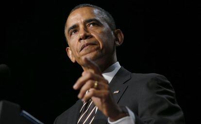 El presidente de EE UU, Barack Obama, durante su discurso en el Desayuno Nacional de la Oraci&oacute;n.