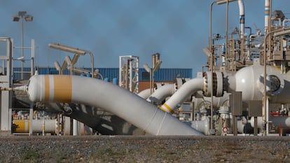 A landfall site of Medgaz, an underwater natural gas pipeline between Algeria and Spain, is pictured in Almeria, Spain, June 10, 2022. Picture taken through a fence. REUTERS/Jon Nazca