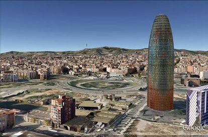 La torre Agbar en tres dimensiones.