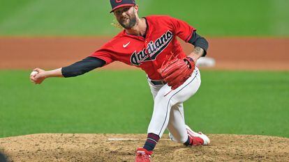 El lanzador Adam Cimber, en un partido con los Cleveland Indians en septiembre de 2019 contra los New York Yankees.