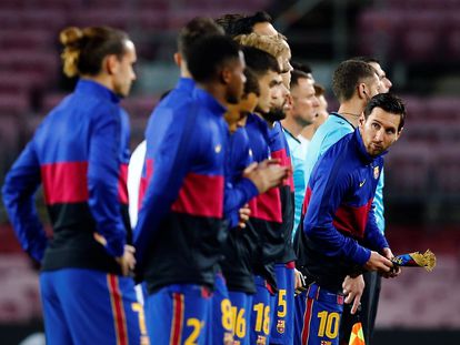Messi y sus compañeros antes del duelo del pasado miércoles contra el Dinamo de Kiev.