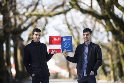 Nabor González Fariñas, dirigente de las Xuventudes Socialistas de Galicia, y su hermano Adrián, líder de Nuevas Generaciones de Ourense.