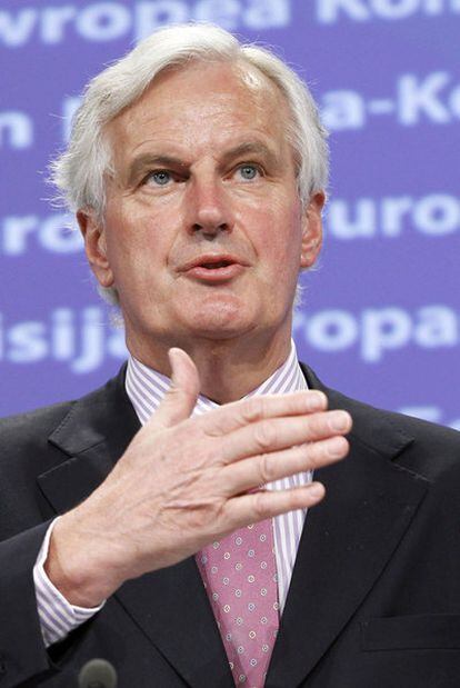 Michel Barnier, comisario europeo de Mercado Interior, en una rueda de prensa en Bruselas.